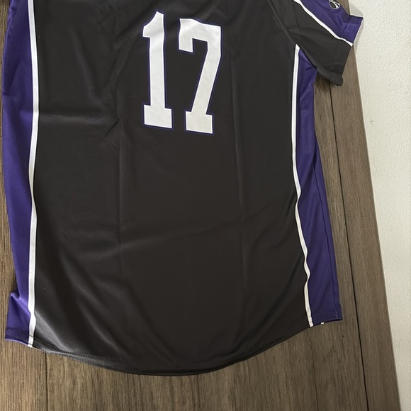 NEW Panthers Purple/Black/White 3-Button Baseball/Softball Style Jersey Youth L - Picture 7 of 9